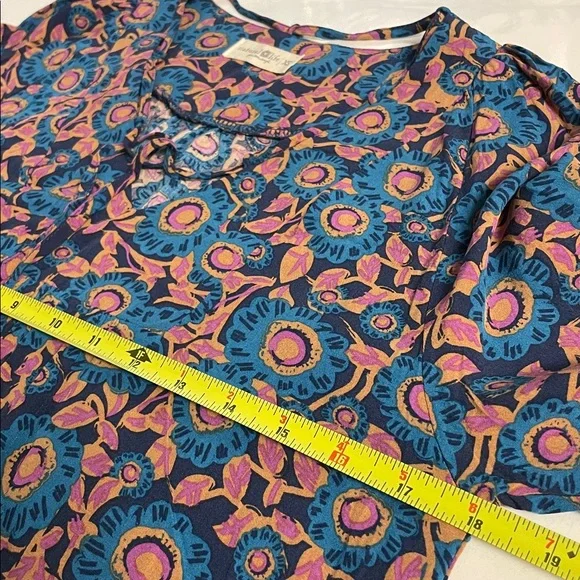 Natural Life Blue Purple Tan Floral Maxi Dress 100% Rayon Boho women - Picture 7 of 9